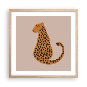 Plakat i ramme af lyst egetræ - Leopardprint er et moderigtigt mønster - 50x50 cm