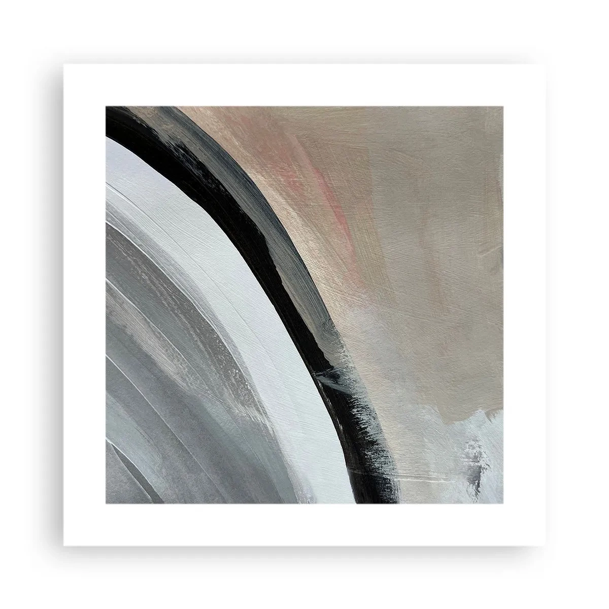 Plakat - Komposition: en bue af sort og gråt - 40x40 cm