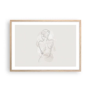 Plakat i ramme af lyst egetræ - Som et følsomt instrument - 70x50 cm