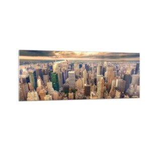 Billede på glas - En forgyldt metropol - 140x50 cm
