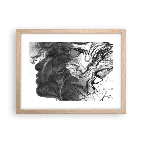 Plakat i ramme af lyst egetræ - Forviklet i drømme - 40x30 cm