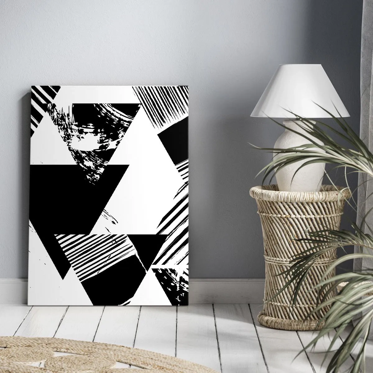 Lærredstryk - Billede på lærred - Regn af trekanter - 65x120 cm