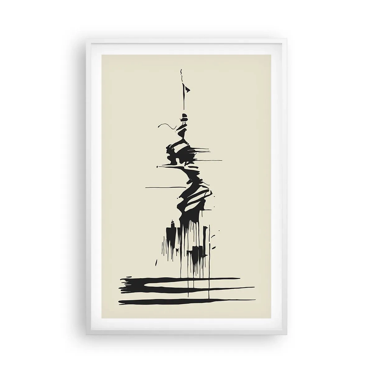 Plakat i hvid ramme - Skyndsom abstraktion - 61x91 cm