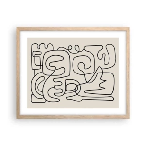 Plakat i ramme af lyst egetræ - På sporet - 50x40 cm