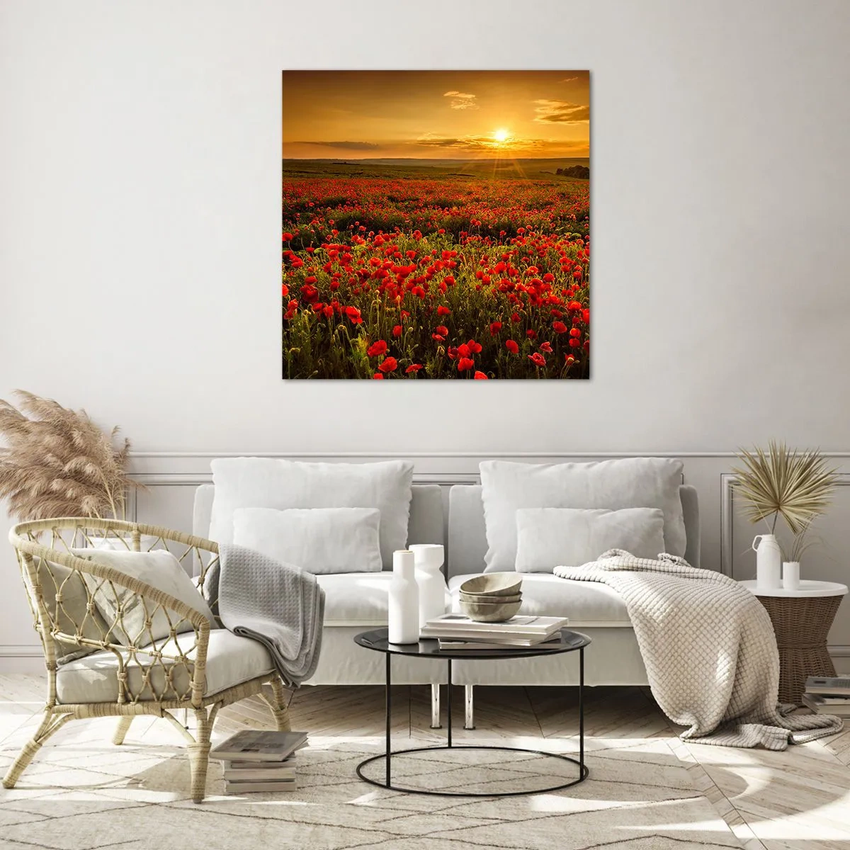 Billede på glas - Blandt bølgerne af raslende enge, blandt flodblomster - 70x70 cm