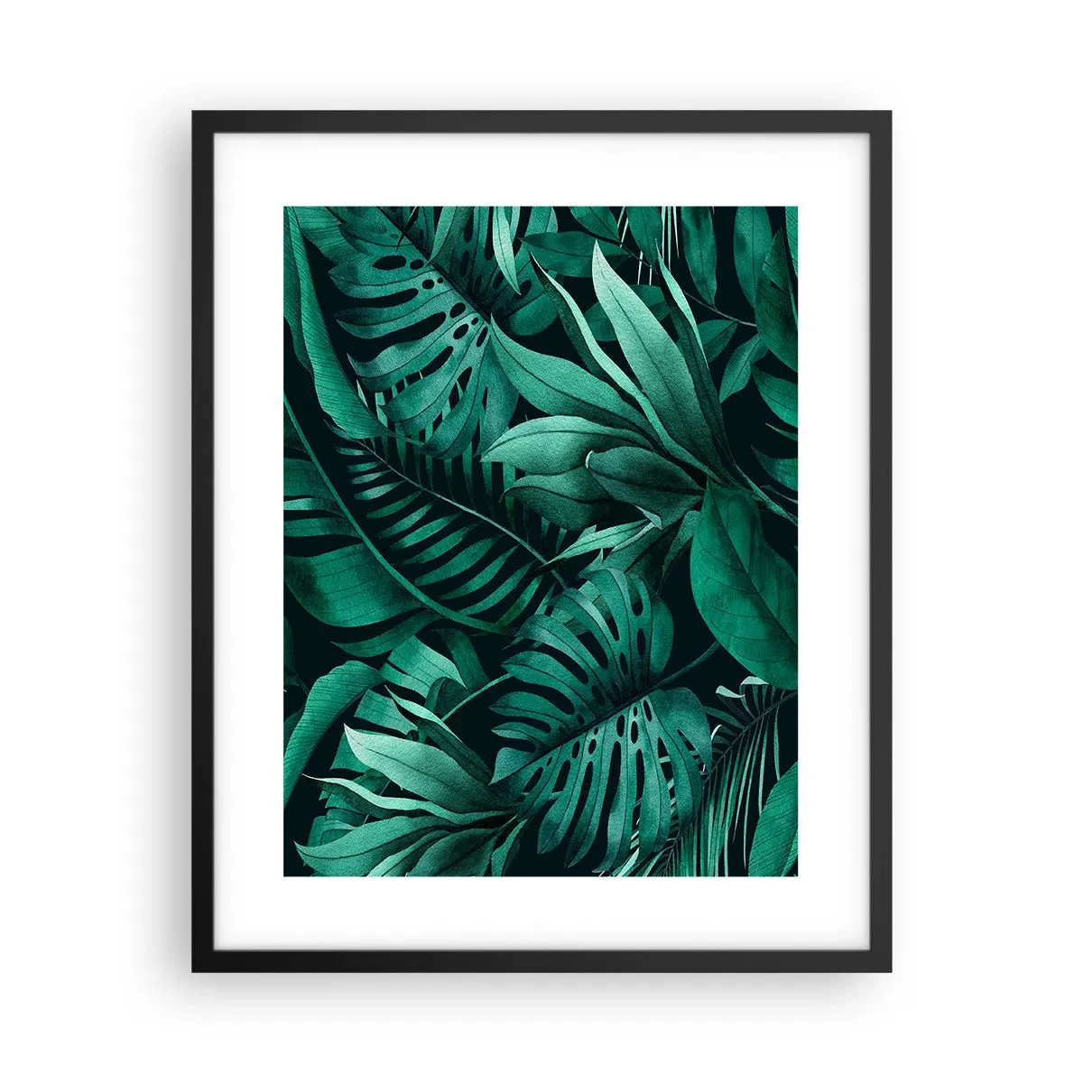 Plakat i sort ramme - Dyb tropisk grøn - 40x50 cm