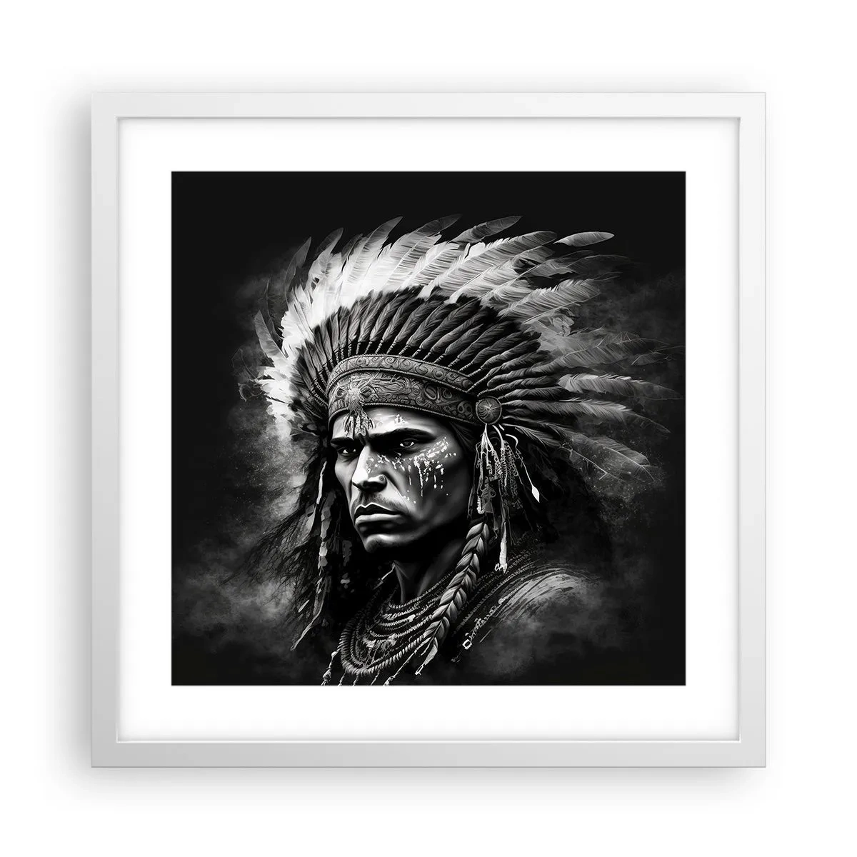 Plakat i hvid ramme - Leder og kriger - 40x40 cm