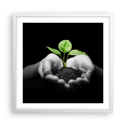 Plakat i hvid ramme - Jeg elsker naturen, jeg beskytter den - 50x50 cm