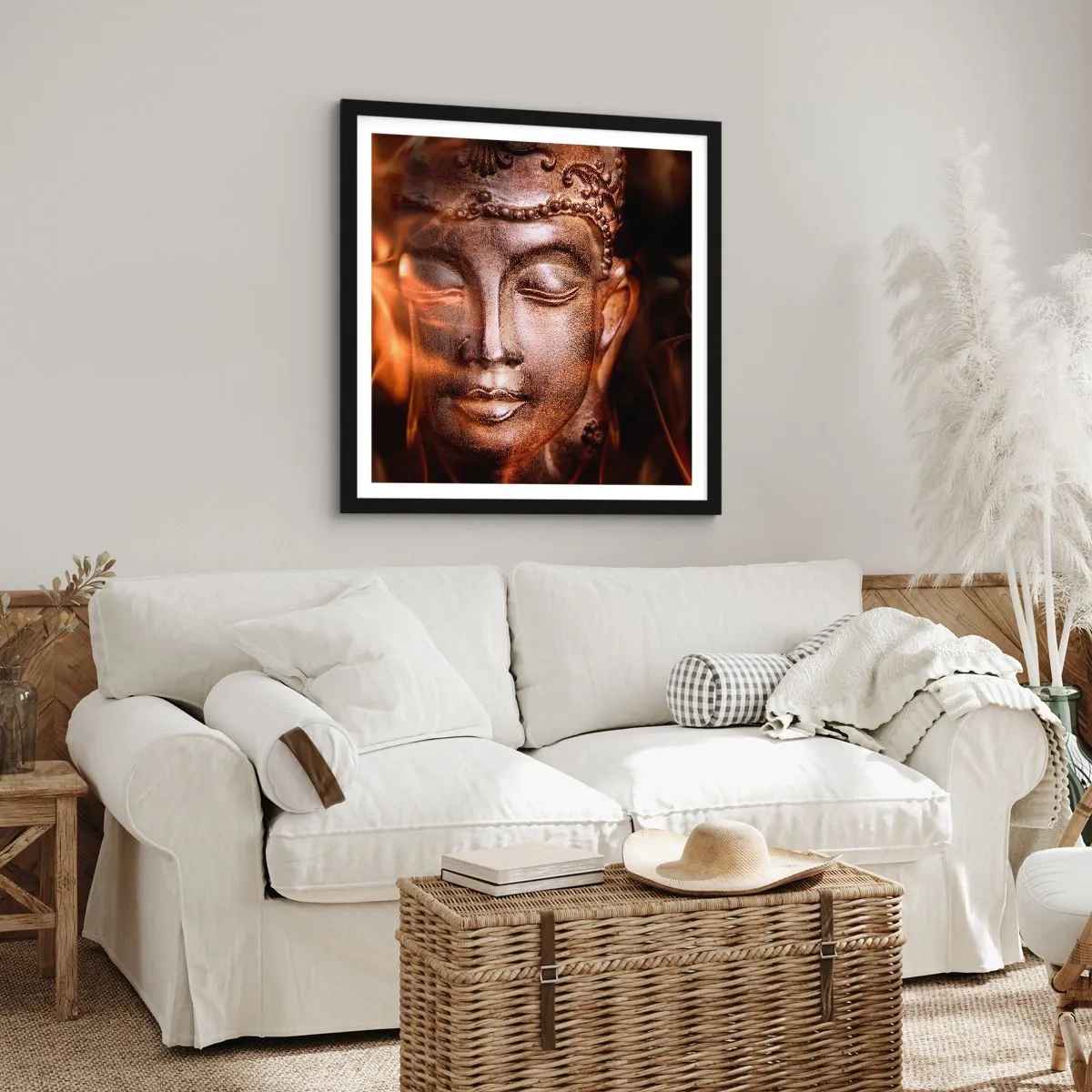 Plakat i sort ramme - Den eksisterer kun her og nu - 60x60 cm