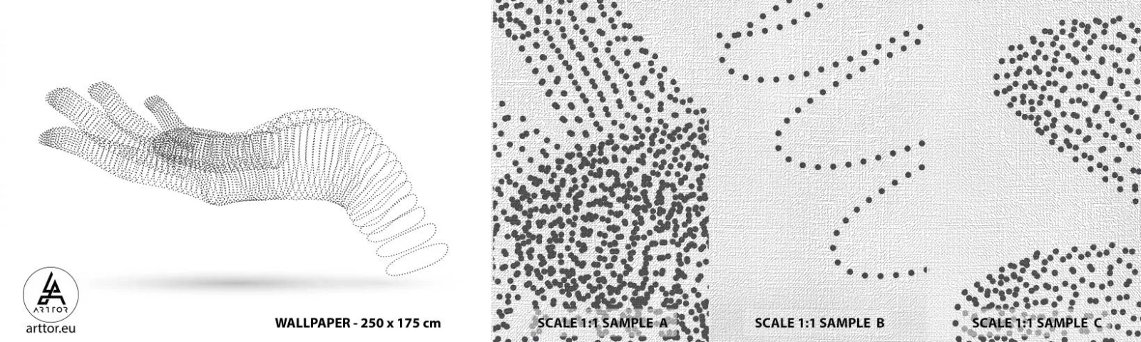 Prøve Fototapet Premium Canvas - Fjedrende hånd - Abstraktion, Grafik, Hånd - 100x30 cm