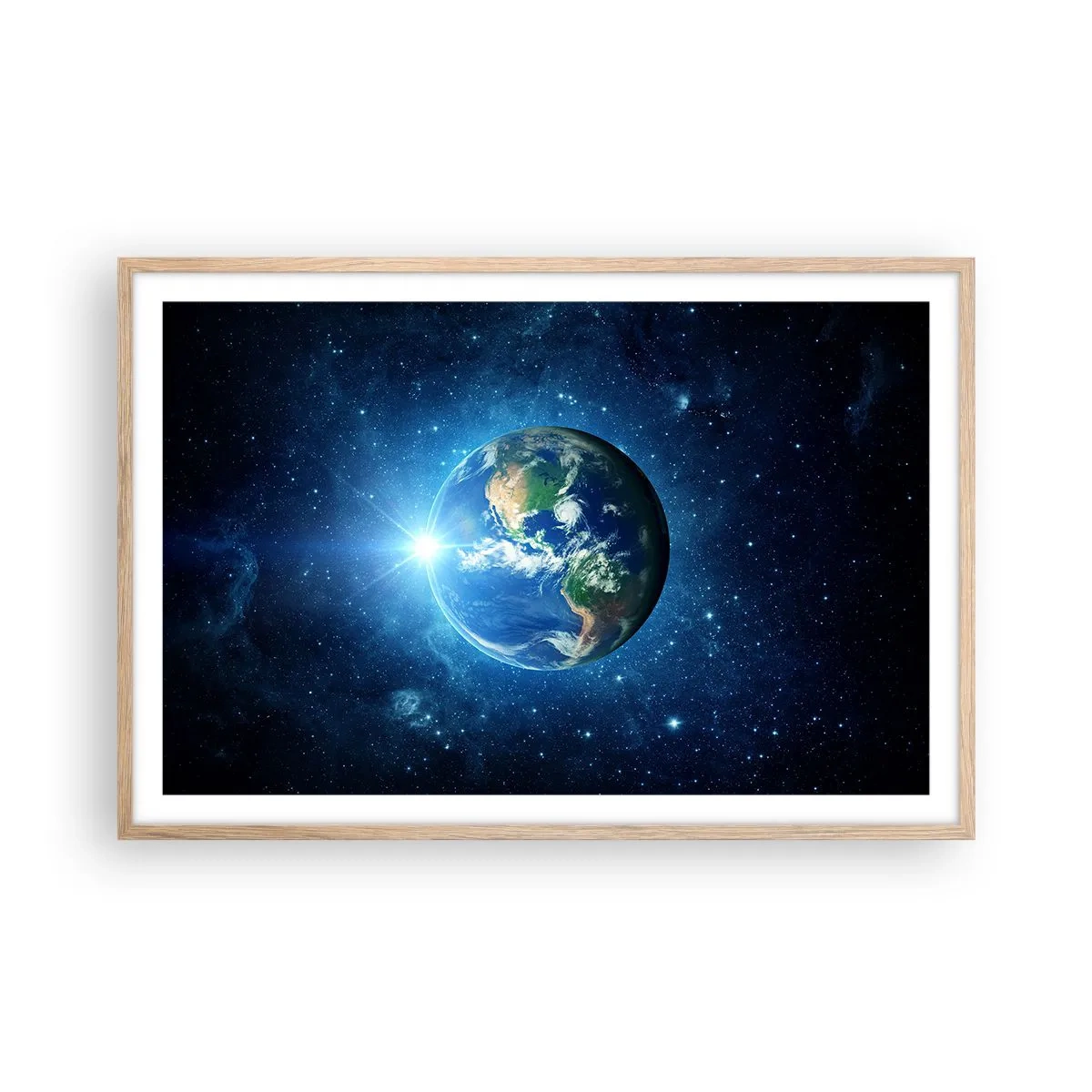 Plakat i ramme af lyst egetræ - Vi er i himlen - 91x61 cm