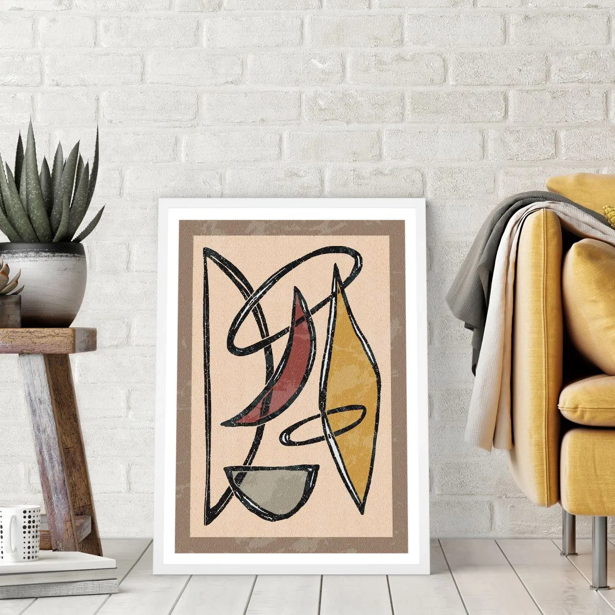 Plakat i hvid ramme - Komposition - buer og ovaler - 70x100 cm