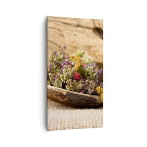 Lærredstryk - Billede på lærred - Farverige blomster og velduftende urter - 55x100 cm