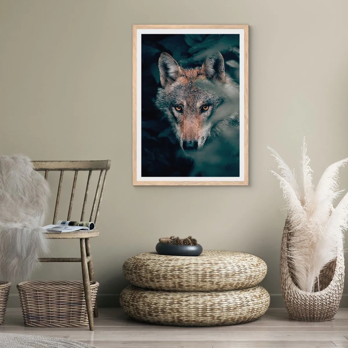 Plakat i ramme af lyst egetræ - Jæger - 61x91 cm