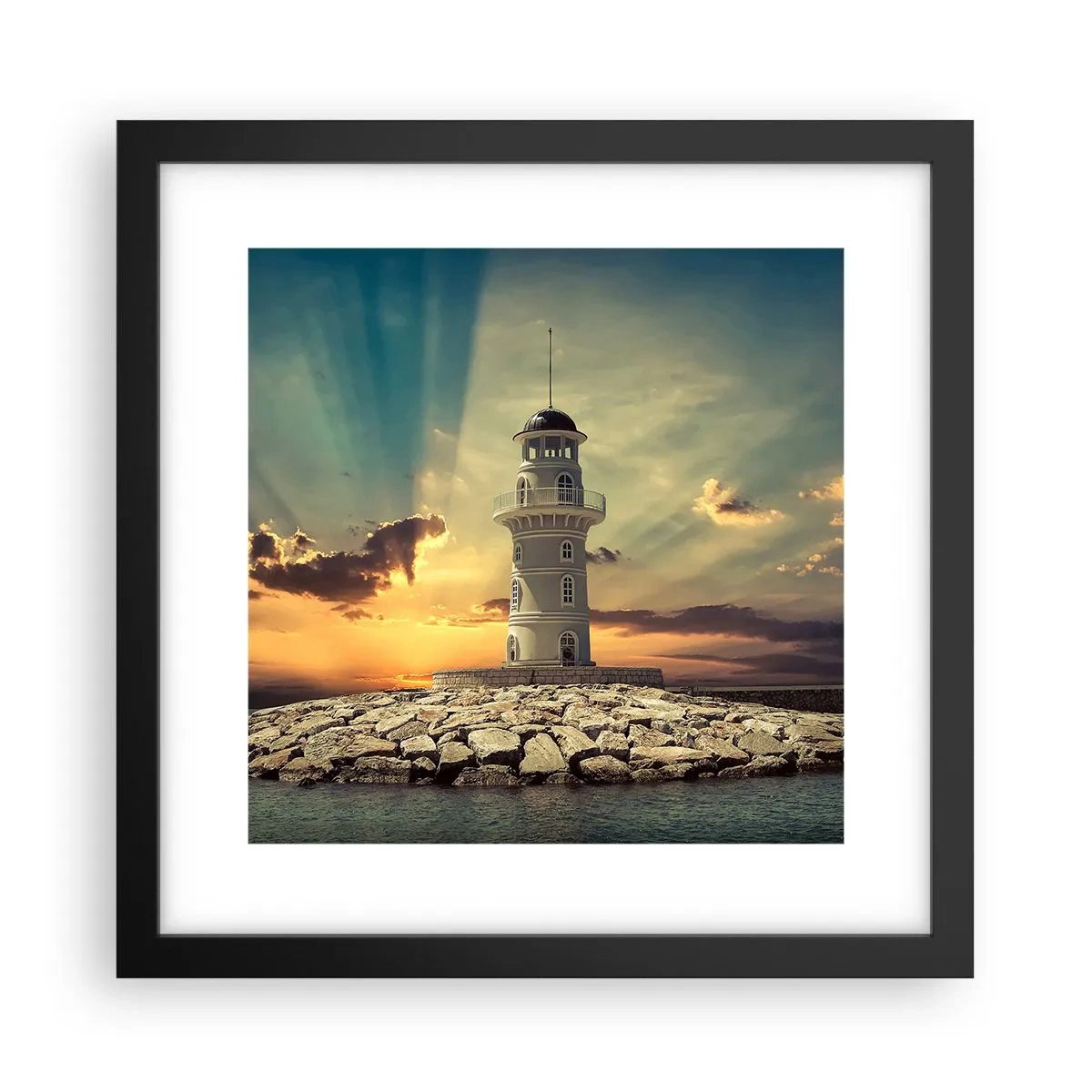 Plakat i sort ramme - Lys - Godhed - Skønhed - 30x30 cm