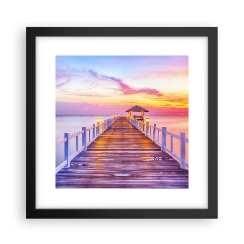 Plakat i sort ramme - Lilagylden stilhed om aftenen - 30x30 cm