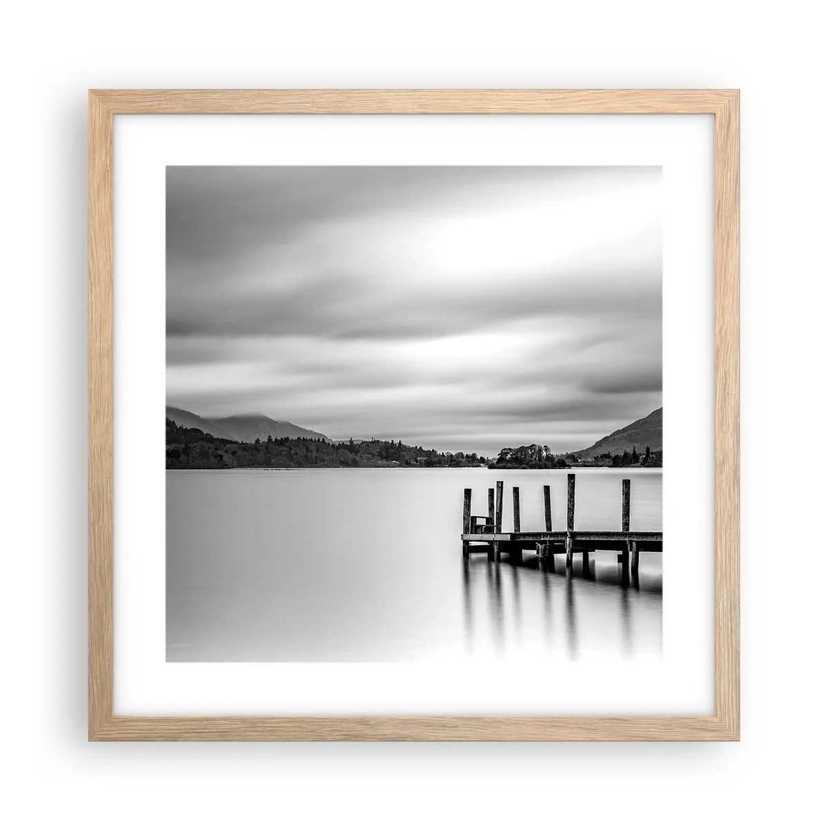 Plakat i ramme af lyst egetræ - Mildhed og styrke - 40x40 cm