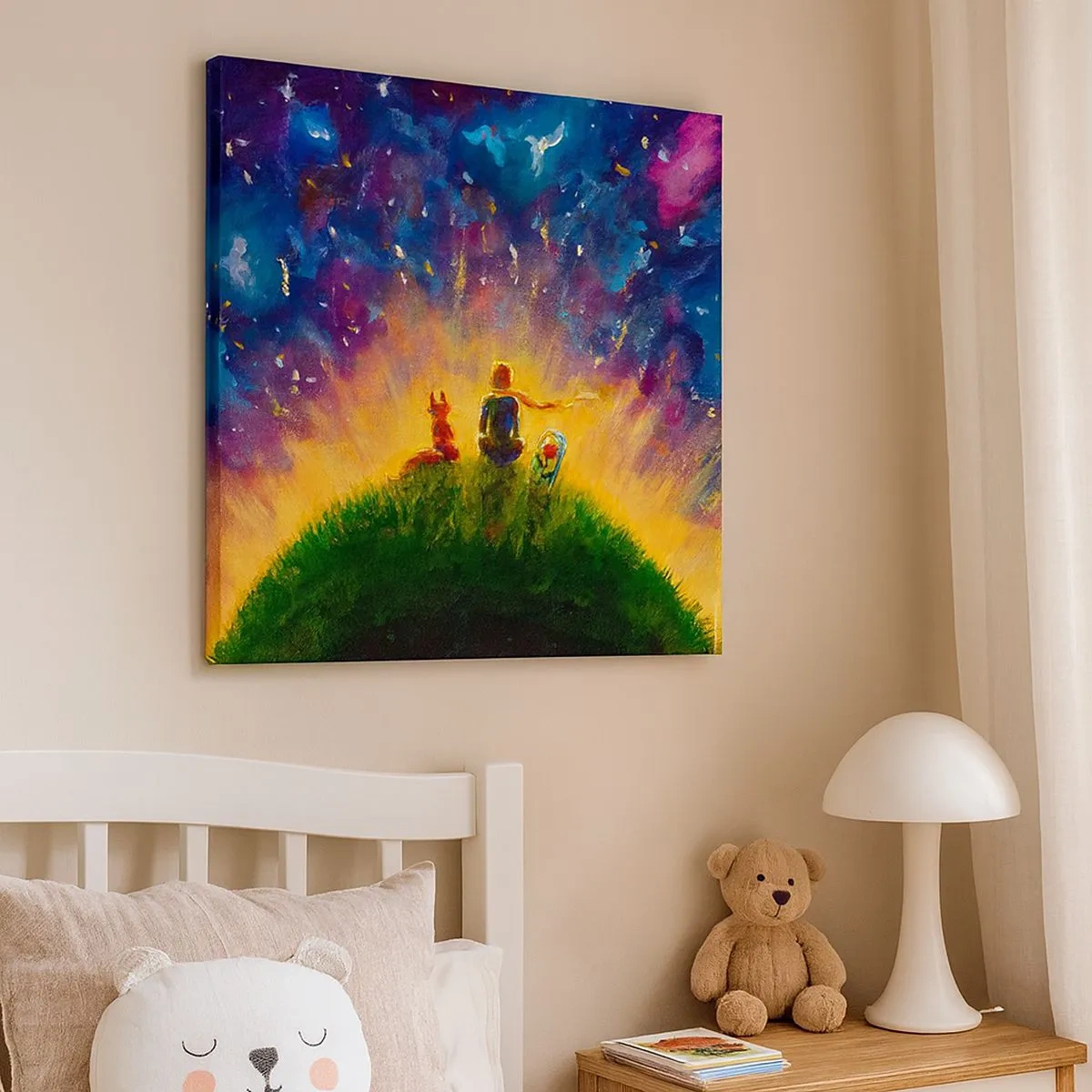 Lærredstryk - Billede på lærred - Kærlighed og venskab - hele verden - 30x30 cm