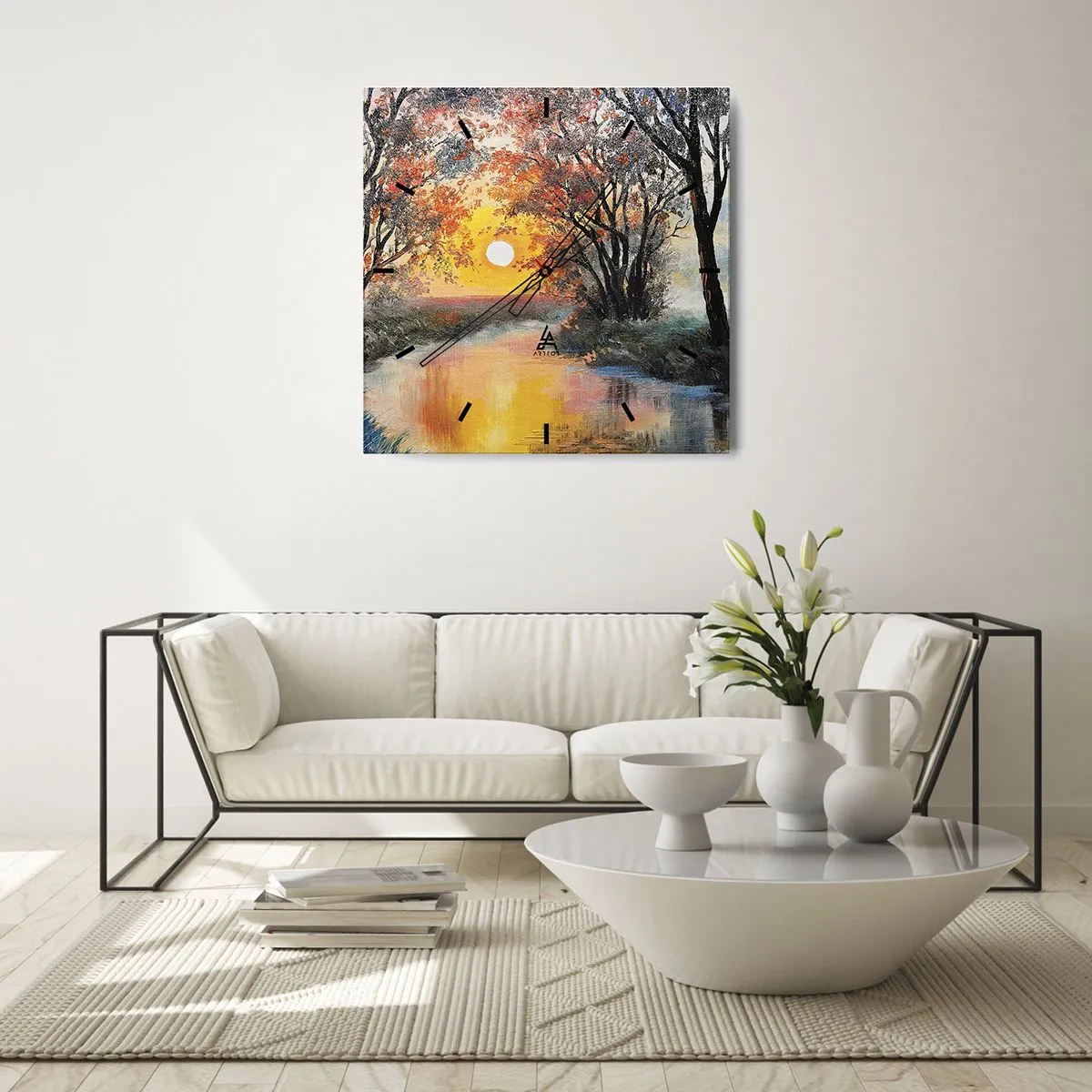 Vægur, Uret - Efterårs atmosfære - 40x40 cm