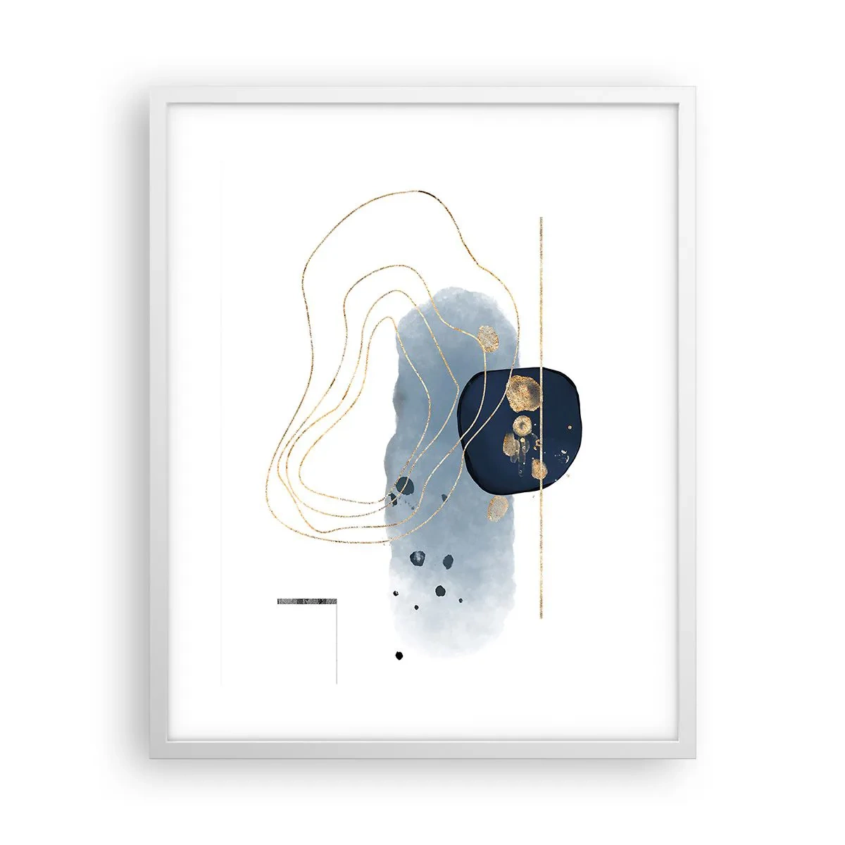 Plakat i hvid ramme - Blå-gylden fantasi - 40x50 cm