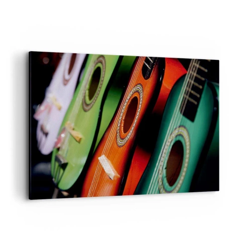 Lærredstryk - Billede på lærred - Guitaren har mange farver - 100x70 cm