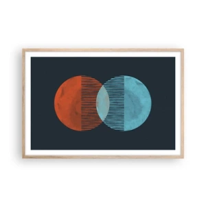 Plakat i ramme af lyst egetræ - Astronomisk fantasi - 91x61 cm