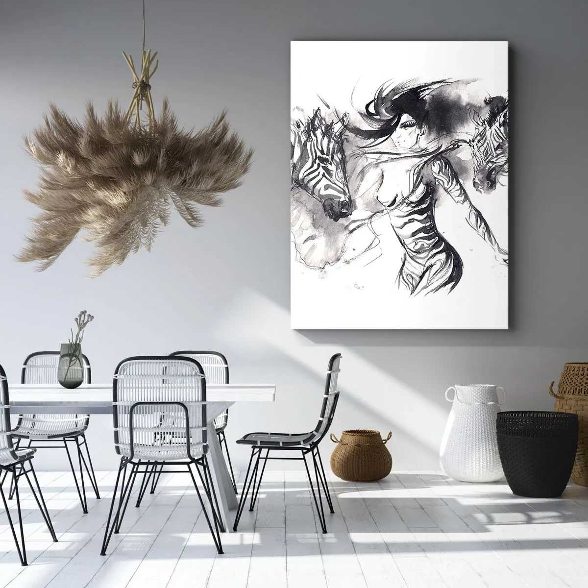 Lærredstryk - Billede på lærred - Danser med zebraer - 50x70 cm