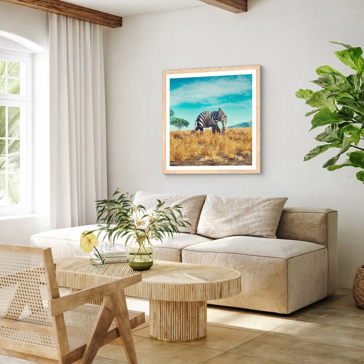 Plakat i ramme af lyst egetræ - Grå er ikke længere på mode - 50x50 cm