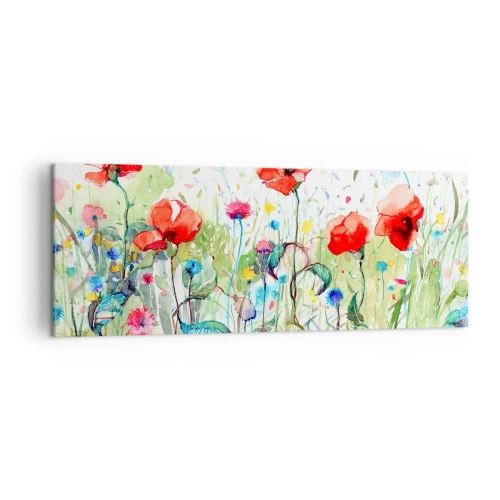 Lærredstryk - Billede på lærred - En blomstrende eng i maj - 140x50 cm