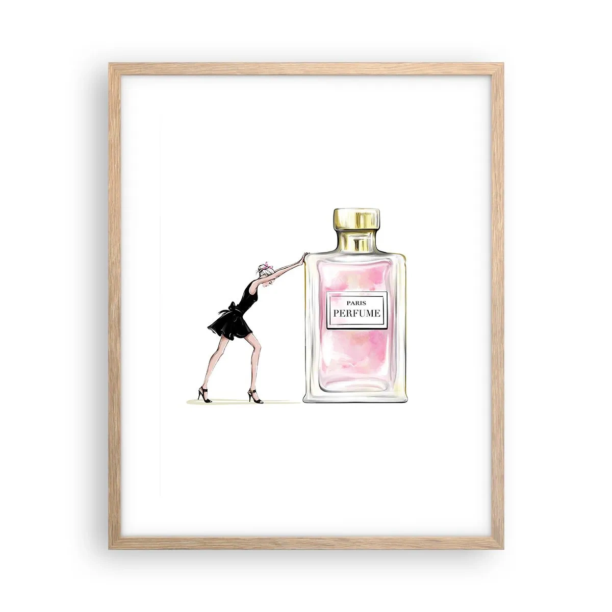 Plakat i ramme af lyst egetræ - Essensen af kvindelighed - 40x50 cm