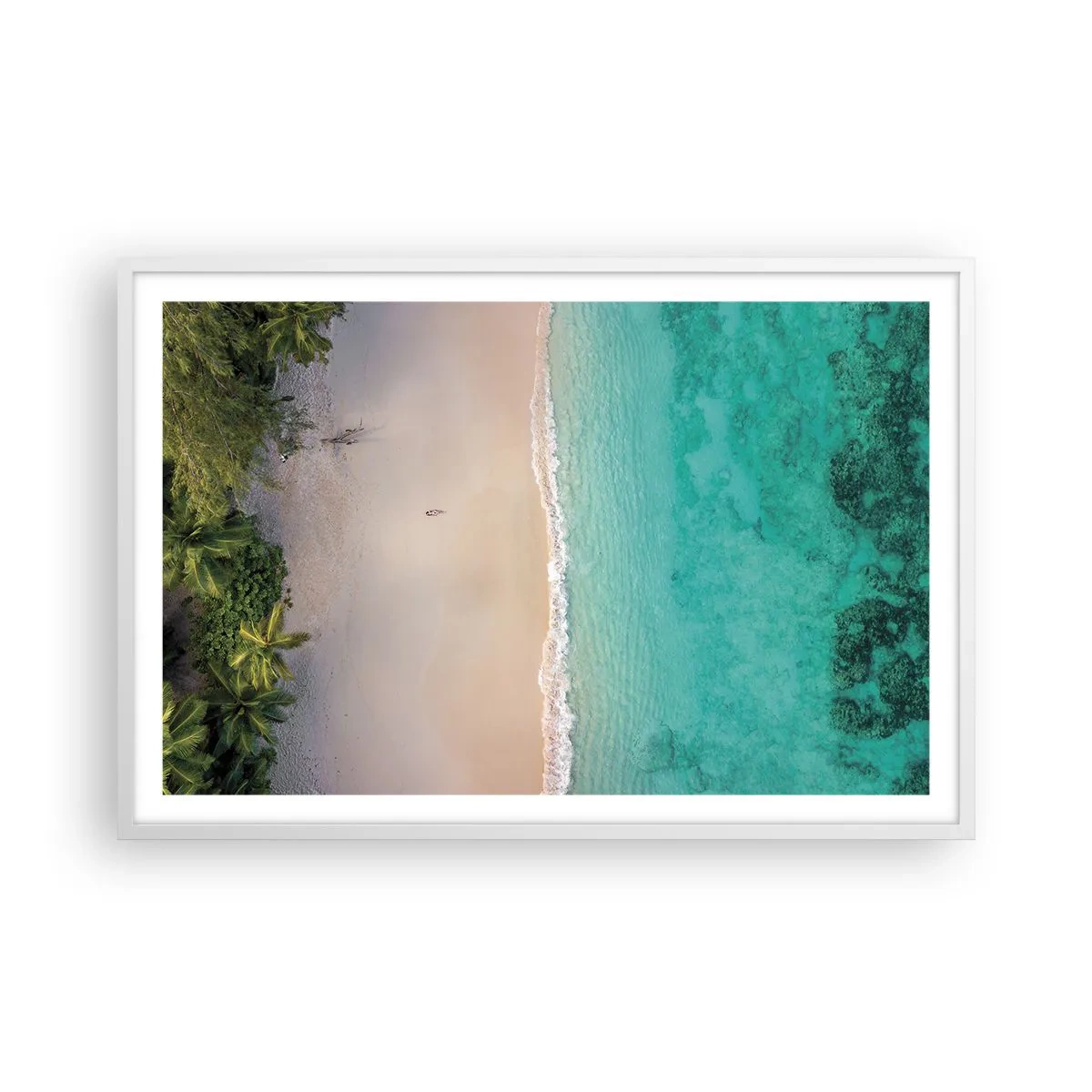 Plakat i hvid ramme - Paradis strand - 91x61 cm