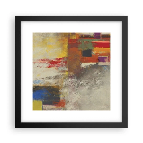 Plakat i sort ramme - Geometri af farver - 30x30 cm