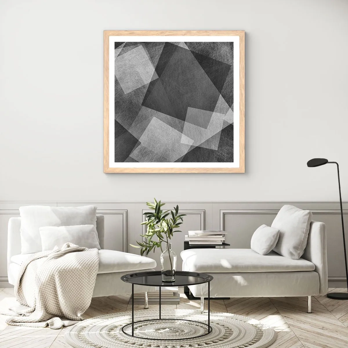 Plakat i ramme af lyst egetræ - Et evigt symbol på bestandighed og orden - 50x50 cm