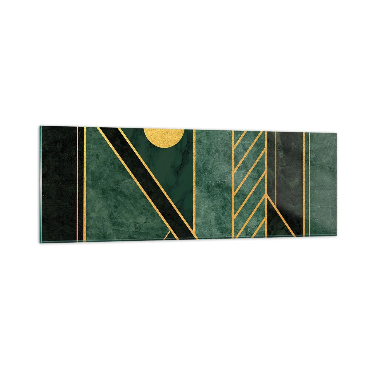 Billede på glas - Dynamikken i guld og azurblå - 90x30 cm