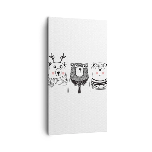 Lærredstryk - Billede på lærred - Bamse, bamse, bamse og bamse - 45x80 cm