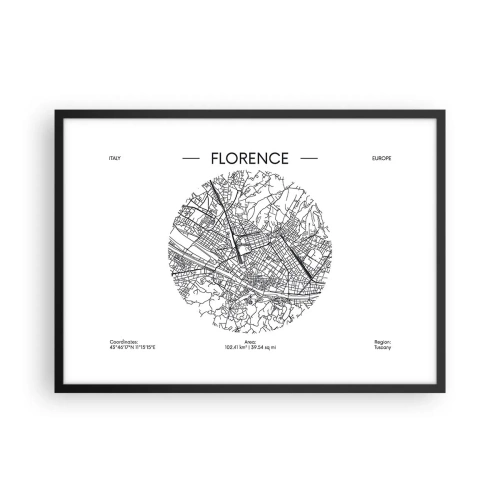 Plakat i sort ramme - Anatomi af Firenze - 70x50 cm