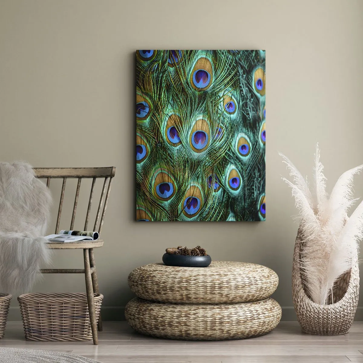 Lærredstryk - Billede på lærred - En påfugls blik - 50x70 cm