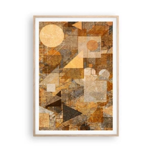 Plakat i ramme af lyst egetræ - Kubistisk bronzeundersøgelse - 70x100 cm