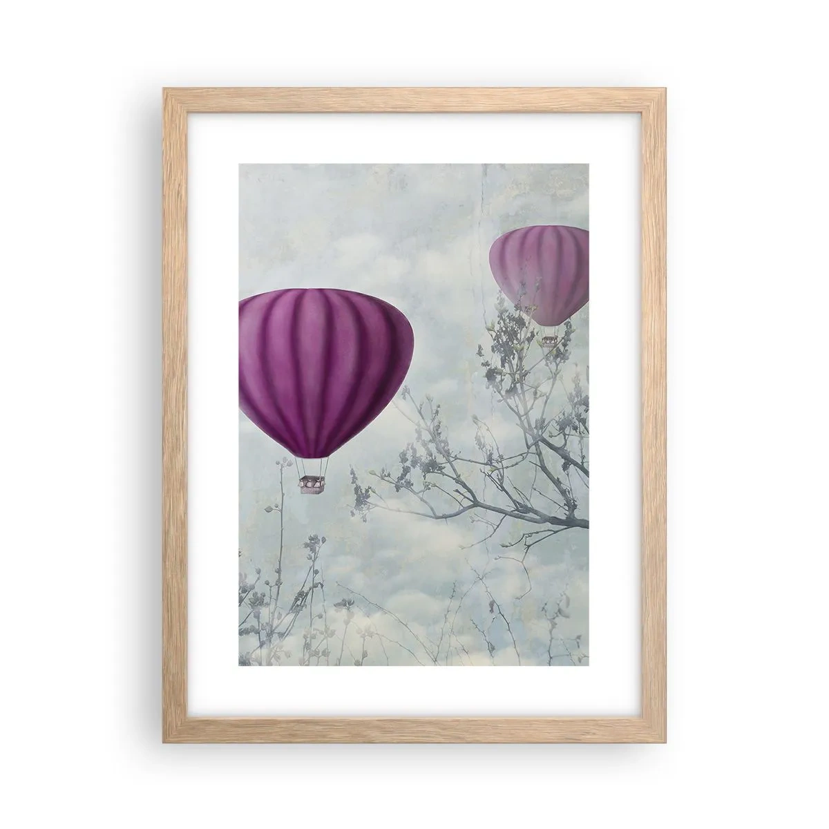 Plakat i ramme af lyst egetræ - Som skibe på himlen - 30x40 cm