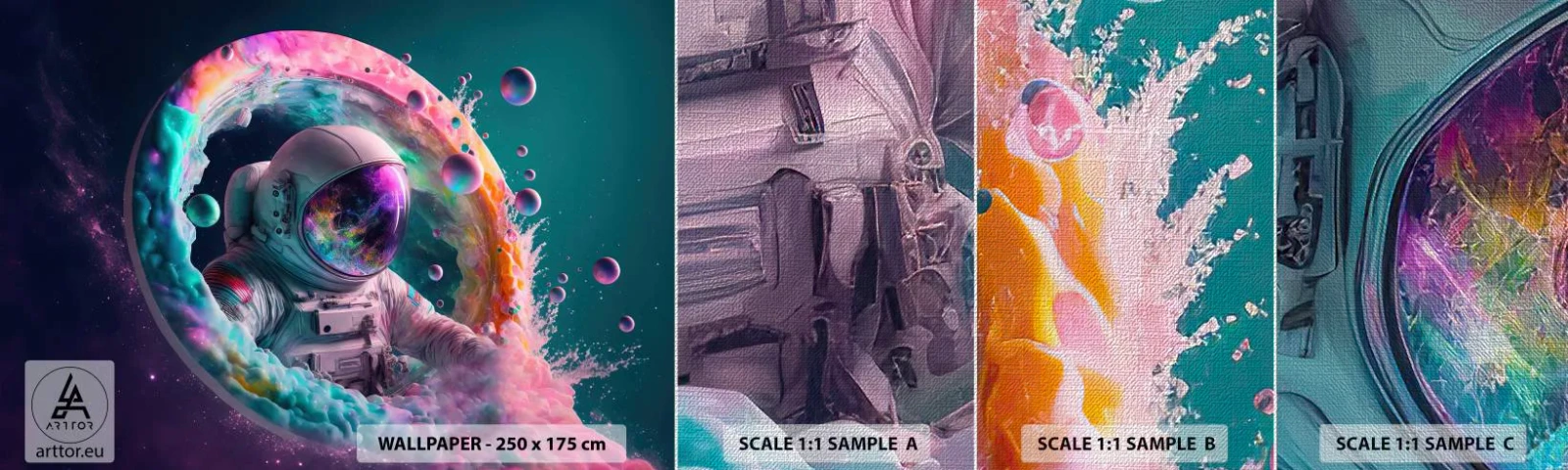 Prøve Fototapet Premium Canvas - Stjerneport - Astronaut, Galaxy, Futuristisk - 100x30 cm