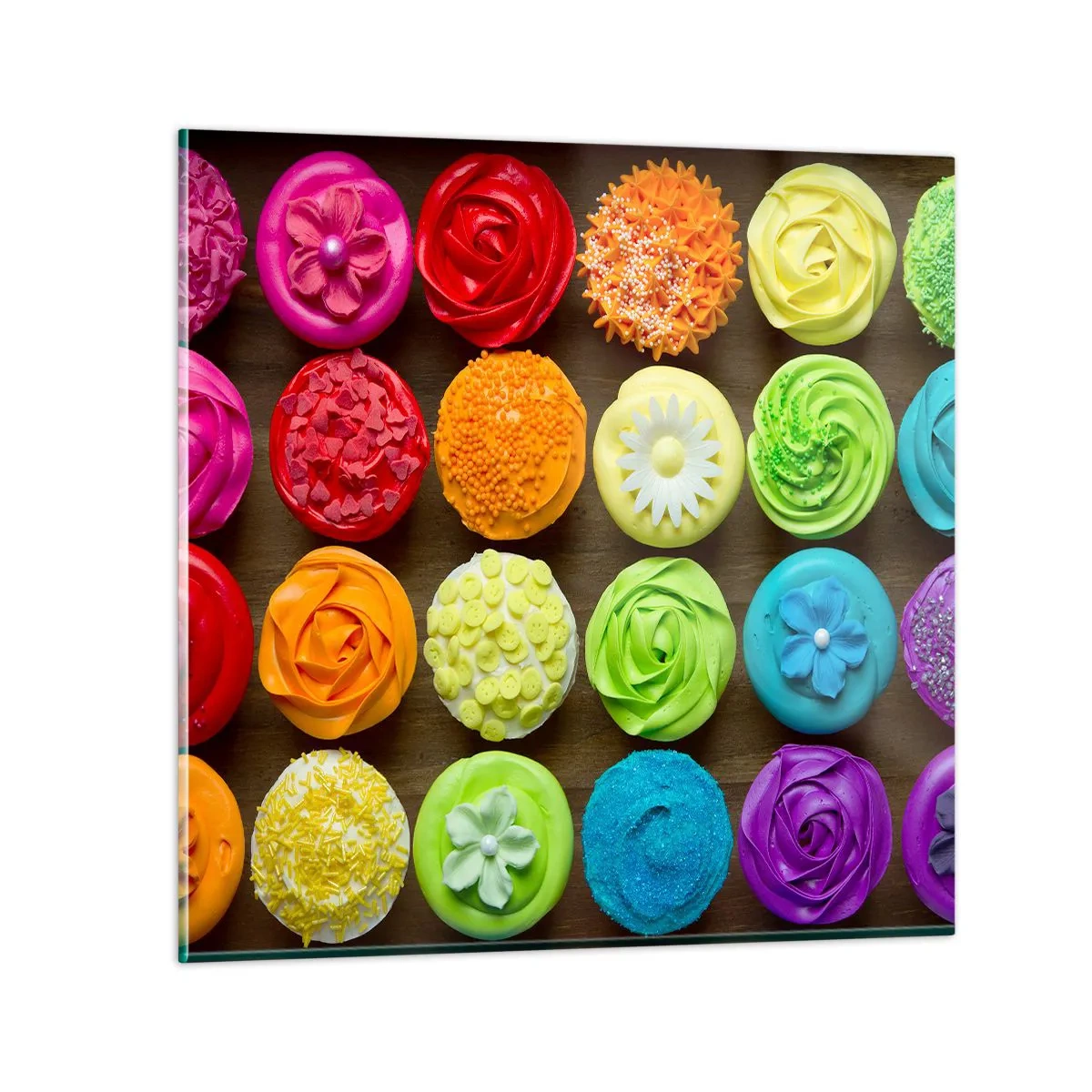 Billede på glas - Alle er forskellige - alle er lækre - 50x50 cm