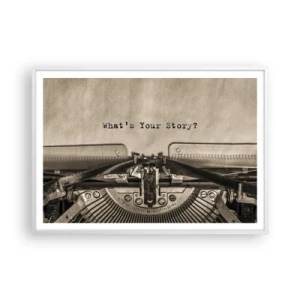Plakat i hvid ramme - Fortæl mig - 100x70 cm