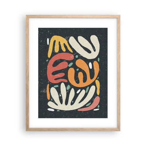 Plakat i ramme af lyst egetræ - Komposition - jeg er ved at fange dig - 40x50 cm