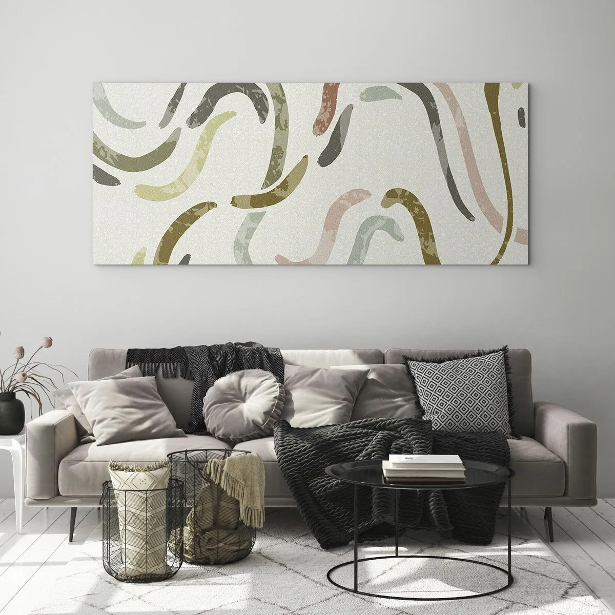 Billede på glas - Abstraktionens glade dans - 100x40 cm