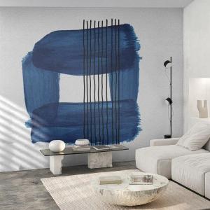 Fototapet Standard Eco - Moderne abstraktion i marineblå nuancer - 100x70cm - Blå-sort sammensætning - Moderne vægdekoration til stue og soveværelse ARTTOR