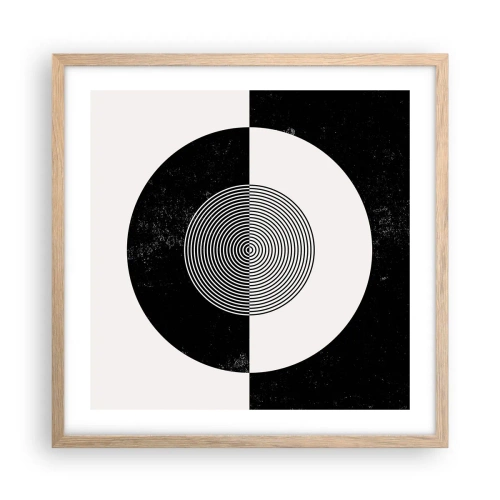 Plakat i ramme af lyst egetræ - Harmoni i sort og hvidt - 50x50 cm