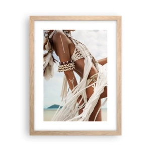 Plakat i ramme af lyst egetræ - Præstinde af solen - 30x40 cm