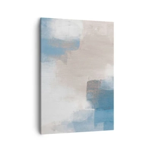 Lærredstryk - Billede på lærred - Lyserød abstraktion bag et slør af blåt - 50x70 cm