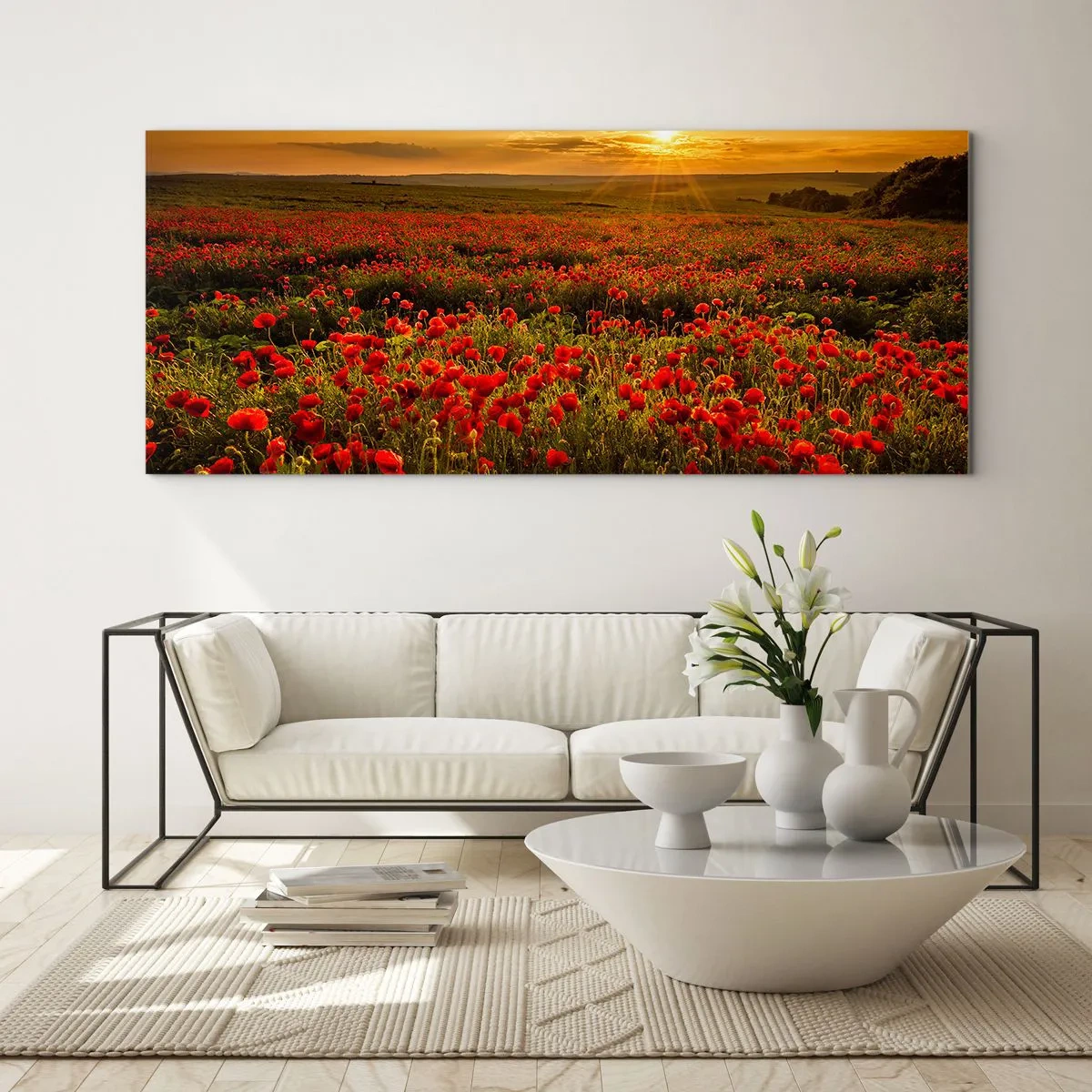 Billede på glas - Blandt bølgerne af raslende enge, blandt flodblomster - 160x50 cm