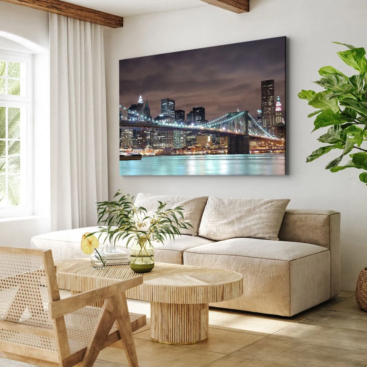 Lærredstryk - Billede på lærred - Lys i den store by - 100x70 cm